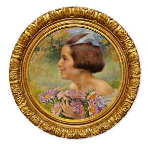 DVORAK BRUNNER FRANTIŠEK (Čech / Češka 1862-1927) - Dívka s modrou mašlí
