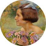 DVORAK BRUNNER FRANTISEK (Czechy 1862-1927) - Dziewczyna z niebieską kokardą