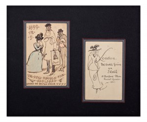 ORLIK EMIL (tchèque / bohème, allemand 1870-1932) - Deux cartes postales. Karlovy Vary et Londres