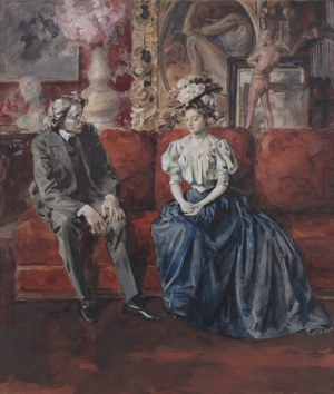 DEDINA JAN (ceca/boema 1870-1965) - In un salone di Parigi