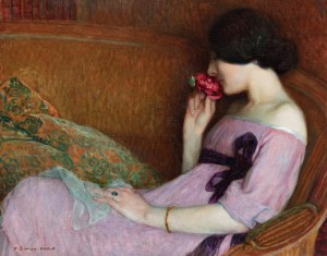 SIMON TAVIK FRANTISEK (ceco/boemo 1877-1942) - Una ragazza con una rosa