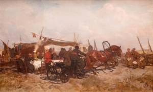 Józef Chełmoński (1849 Boczki - 1914 Kuklówka Zarzeczna), Auf dem Jahrmarkt, 1883.