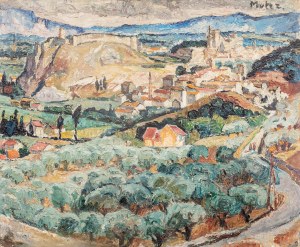 Mela Muter (1876 Warsaw - 1967 Paris), View of the Fort of Saint Andrew and the Papal Palace in Villeneuveles-Avignon