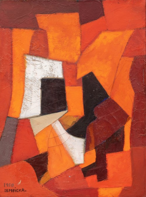 Tamara Łempicka (1898 Warszawa - 1980 Cuernavaca), Kompozycja abstrakcyjna w czerwieni i oranżu, 1950 r.