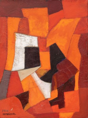 Tamara Lempicka (1898 Varsavia - 1980 Cuernavaca), Composizione astratta in rosso e arancio, 1950.