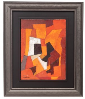 Tamara Lempicka (1898 Varsavia - 1980 Cuernavaca), Composizione astratta in rosso e arancio, 1950.