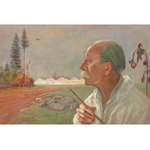 Wlastimil Hofman (1881 Praha - 1970 Szklarska Poreba), Autoportrét umělce. Míjení, 1958.