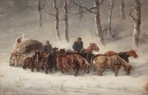 Alfred Steinacker (A.Derfla) (1838-1914), Nella bufera di neve