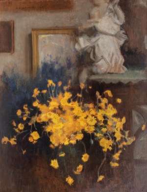 Alfons Karpiński (1875 Rozwadów - 1961 Kraków), Bouquet de fleurs de camomille jaune, 1921.