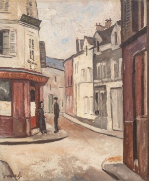 Nathan Grunsweigh (1883 Cracovia - 1956 Parigi), Conversazione davanti a un caffè
