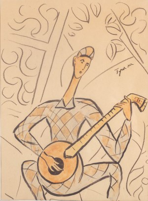 Tymon Niesiołowski (1882 Lwów-1965 Toruń), Giovane con mandolino