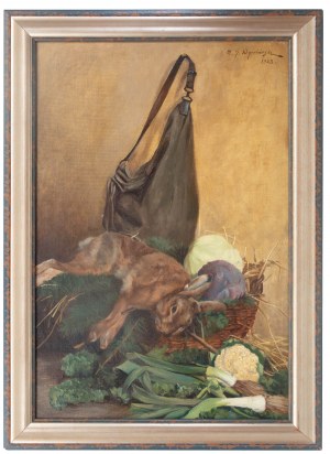 Michal Gorstkin-Wywiórski (1861 Warschau - 1926 Berlin), Stillleben mit einem Hasen, 1903.
