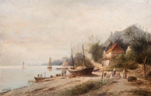 Karl Kaufmann (1843 Neuplachowitz - 1905 Vienna), By the Shore