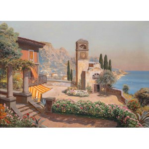Gottfried Arnegger (1908 Vienne - 1943), Capri. Piazza Umberto