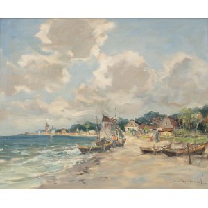 Eugeniusz Dzierzencki (1905 Varsovie - 1990 Sopot), Sur la plage