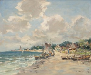 Eugeniusz Dzierzencki (1905 Varsovie - 1990 Sopot), Sur la plage