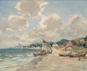 Eugeniusz Dzierzencki (1905 Warsaw - 1990 Sopot), On the beach