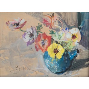 Antoni Suchanek (1901 Rzeszów - 1982 Gdynia), Kwiaty w niebieskim wazonie