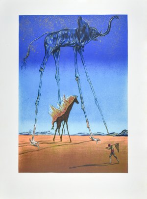 Salvador DALI (1904-1989), La giraffa fiammeggiante e l'elefante spaziale