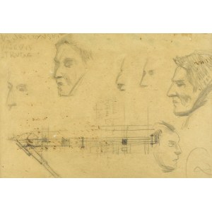 Stanislaw KAMOCKI (1875-1944), Sketches of the heads of Sroczynski and Strug and fragments of equipment, ca. 1905