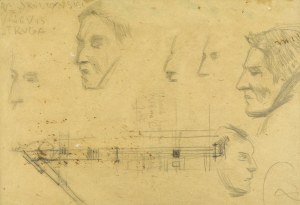 Stanislaw KAMOCKI (1875-1944), Sketches of the heads of Sroczynski and Strug and fragments of equipment, ca. 1905