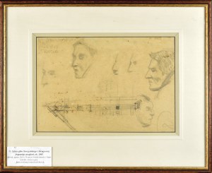 Stanislaw KAMOCKI (1875-1944), Sketches of the heads of Sroczynski and Strug and fragments of equipment, ca. 1905