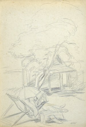 Wojciech WEISS (1875-1950), Paysage avec un personnage sur une chaise longue, 1920