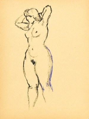 Ludwik MACIĄG (1920-2007), Nudo di donna in piedi con le mani alzate dietro la testa