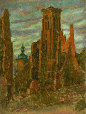 Józef PIENIĄŻEK (1888-1953), Vue de la basilique mariale de Gdańsk