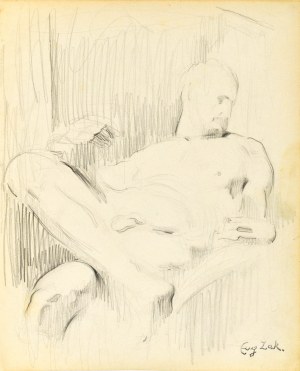 Eugene ZAK (1887-1926), Náčrt Michelangelovej sochy Súmrak z hrobky Lorenza Medicejského [Florencia], 1904