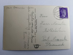 POSTCARD DRAHIM, STARE DRAWSKO, CZAPLINEK, ALT DRAHEIM TEMPELBURG, CASTLE RUINS, 1942, STAMP, STAMPING