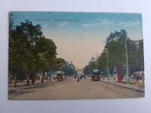 CARTE POSTALE VARSOVIE, AVENUE UJAZDOWSKA, TRAMWAY, AVANT-GUERRE