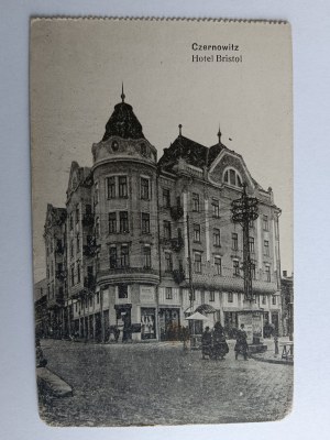 POCZTÓWKA CZERNIOWCE, CZERNOWITZ HOTEL BRISTOL, PRZEDWOJENNA 1912 R, UKRAINA