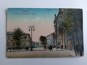 POCZTÓWKA LUBLIN, ULICA NAMIESTNIKOWSKA I TEATR, PRZEDWOJENNA 1917 R