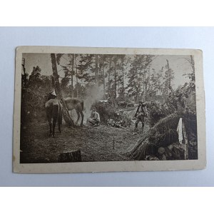 POSTKARTE POLNISCHE LEGIONEN, 2. LANZENREITERREGIMENT AM LAGERFEUER, SERJA XVIII, VORKRIEG, PFERDE