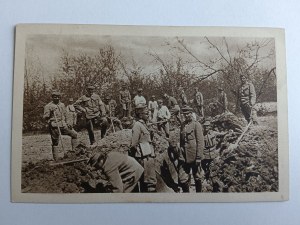 POSTCARD POLISH LEGIONS, DOBRANOWKA BESARABIA, DIGGING DITCHES, SERYA XII, NKN, PRE-WAR, SOLDIERS, ARMY