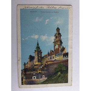 CARTOLINA KRAKOW VISTA DELLA CATTEDRALE DI WAWEL, ANTEGUERRA 1912, FRANCOBOLLO, TIMBRO