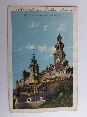 POSTCARD KRAKOW VIEW OF WAWEL CATHEDRAL, PRE-WAR 1912, STAMP, STAMPED