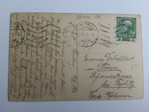 POCZTÓWKA LWÓWPLAC BERNARDYŃSKI, PRZEDWOJENNA 1916 R, ZNACZEK, STEMPEL