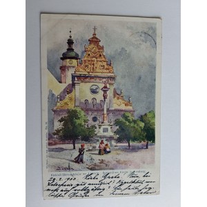 POSTKARTE LEMBERG, BERNHARDINERKIRCHE, LANGE ADRESSE 1900, BRIEFMARKE, STEMPEL