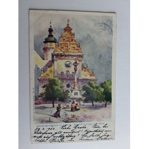 POSTCARD LVOV, BERNARDINE CHURCH, LONG ADDRESS 1900, STAMP, STAMP