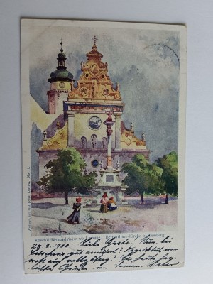 CARTE POSTALE LVOV, ÉGLISE BERNARDINE, ADRESSE LONGUE 1900, TIMBRE, TIMBRE