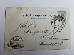 POCZTÓWKA LWÓW, KOŚCIÓŁ BERNARDYNÓW, DŁUGI ADRES 1900 R, ZNACZEK, STEMPEL