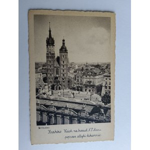 POSTKARTE KRAKAU BLICK AUF DIE GOTISCHE KIRCHE DURCH DIE DACHBÖDEN DER SUKNICE, VORKRIEGSZEIT