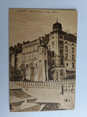 POCZTÓWKA KRAKÓW, ZAMEK KRÓLEWSKI, KURZA STOPA, PRZEDWOJENNA 1914 R, STEMPEL, ZNACZEK