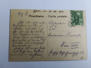 POCZTÓWKA KRAKÓW, ZAMEK KRÓLEWSKI, KURZA STOPA, PRZEDWOJENNA 1914 R, STEMPEL, ZNACZEK