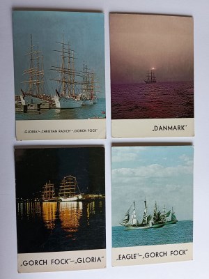 SET DI 9 CARTOLINE NAVI, NAVE, GLORIA, CHRISTIAN RADICH, GORCH FOCK, DANIMARCA, AQUILA, FALKEN, DAR POMORZA, FOT GRABOWIECKI