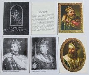 EIN SATZ VON 26 KARTEN, BILDER, PORTRÄTS DER POLNISCHEN KÖNIGE, MARCELLO BACCIARELLI, BOLESŁAW CHROBRY, KAZIMIERZ DER GROSSE, WŁADYSŁAW JAGIEŁŁO. LUDWIK UNGARN, HENRY VALEZY, JAN OLBRACHT