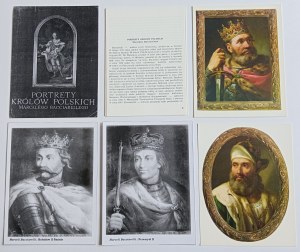 SET OF 26 CARDS, PICTURES, PORTRAITS OF POLISH KINGS, MARCELLO BACCIARELLI, BOLESŁAW CHROBRY, KAZIMIERZ THE GREAT, WŁADYSŁAW JAGIEŁŁO. LORD OF HUNGARY, HENRY VALEZY, JAN OLBRACHT
