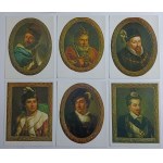 UNA SERIE DI 26 CARTE, IMMAGINI, RITRATTI DI RE POLACCHI, MARCELLO BACCIARELLI, BOLESŁAW CHROBRY, KAZIMIERZ IL GRANDE, WŁADYSŁAW JAGIEŁO. LUDWIK UNGHERESE, HENRY VALEZY, JAN OLBRACHT